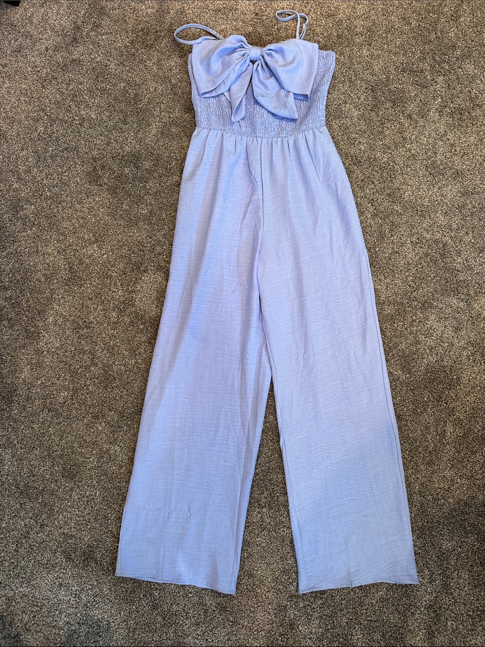 Timing Light Blue Wide Leg Jumpsuit with decorative bow